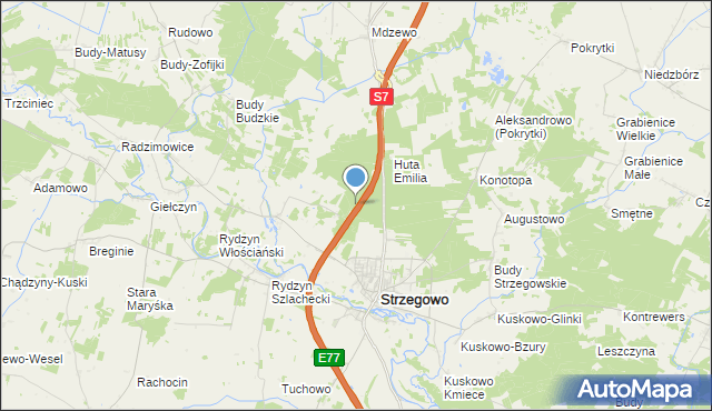 mapa Strzegowo Górne, Strzegowo Górne na mapie Targeo